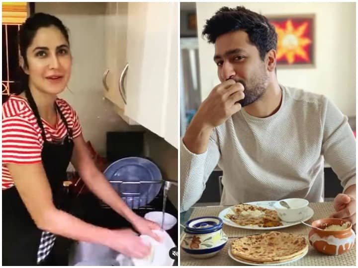 Katrina Kaif washing dishes cooking food for post wedding videos goes viral vicky kaushal enjoying paranthe and makkhan see vicky katrina photos videos