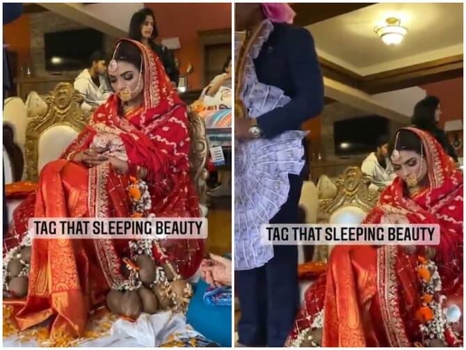 Bride Taking Sleep Amid Wedding Ceremony Rituals Is The Most Innocent Thing On Internet Watch Trending Bridal Video | Watch: नींद या नशा! शादी में रस्मों के बीच चुप-चाप बैठकर झूमती रही Bride Taking Sleep Amid Wedding Ceremony Rituals Is The Most Innocent Thing On Internet Watch Trending Bridal Video | Watch: नींद या नशा! शादी में रस्मों के बीच चुप-चाप बैठकर झूमती रही