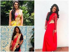 Nidhi Jha Saree Photos: साड़ी में भी अपनी अदाओं से फैंस के दिलों पर बिजली गिराती हैं निधि झा, यकीन न हो तो देखें तस्वीरें