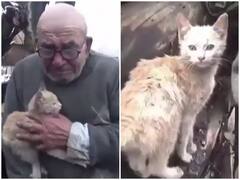 Watch: घर में लगी आग में बिल्ली के जिंदा बचने पर भावुक हुआ बुजुर्ग, इमोशनल हुए यूजर्स