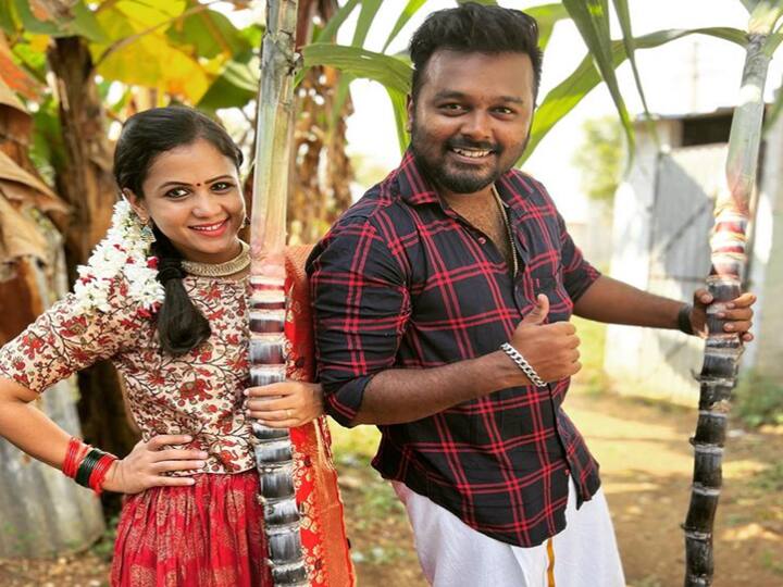 Manimegalai has shared photos of Pongal celebrations on her social media Watch video | குட்டி நாய்க்கு பொங்கல், பிஸ்கட்.. இது மணிமேகலை ஹுசைன் பொங்கல்.. செம்ம க்யூட் வீடியோ