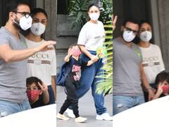 Taimur Ali Khan Photos: पापा Saif Ali Khan की नकल उतारते दिखे नटखट तैमूर अली खान, कैमरा के सामने छोटे नवाब ने कर दी क्यूट हरकत