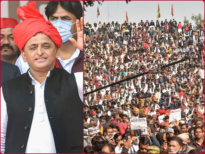 Election Commission strong action on crowd gathering at SP headquarters, SHO suspended UP Election 2022: SP मुख्यालय में भीड़ जुटाने पर EC का कड़ा एक्शन,  SHO सस्पेंड लेकिन बड़े नेताओं पर कार्रवाई नहीं 