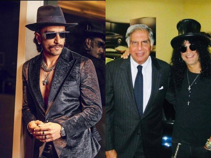 Ratan Tata share Photo With Rockstar Slash ranveer singh comment on photo Ratan Tata share Photo With Rockstar Slash : रतन टाटा यांनी शेअर केला रॉकस्टार स्लॅशसोबतचा खास फोटो; रणवीरच्या कमेंटनं वेधलं लक्ष