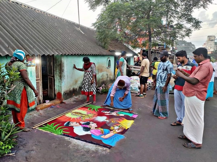 களிமண்.. கலை.. புதுவையில் டெரக்கோட்டா கலைஞர் வரைந்த கண்கவர் கோலங்கள்.. குவியும் பாராட்டுக்கள்