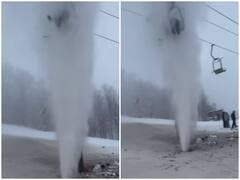 Watch: रोप-वे खराब होने के कारण खतरे में पड़ी महिला की जान, 5 मिनट तक ठंडे पानी में भीगती रही