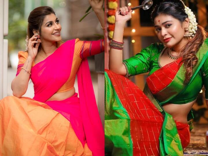 Tamil serial actress pongal celebration images in pics pongal 2022 | கலக்கல் பொங்கல்.. கலர் கலர் தாவணி.. சீரியல் ஸ்டார்ஸின் இனிக்கும் பொங்கல் கொண்டாட்டம்..