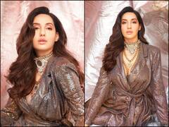 Nora Fatehi Shines In A Golden Glitter Outfit – See PICS