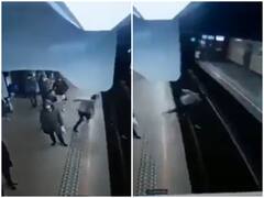 Watch: तेजी से आ रही मेट्रो के सामने महिला को दिया धक्का, ड्राइवर की सूझ-बूझ से बची जान