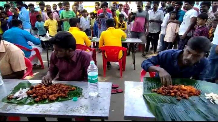 Torture over a kilo of chilli chicken - 40 charged with violating curfew சில்லி சிக்கன் சாப்பிடும் போட்டியால் வந்த வேதனை - ஊரடங்கு விதிகளை மீறியதாக 40 பேர் மீது வழக்குப்பதிவு