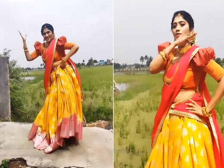 Bigg Boss Tamil Fame Mariana Julie dances for pushpa ayya sami song- Watch Julie Dance Video:  சாமி ஹே சாமி.. பாவாடை தாவணியில் வெளுத்துவாங்கும் ஜூலி.. வைரல் வீடியோ