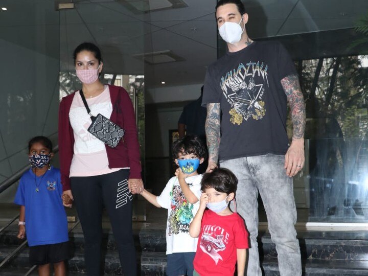 IN PICS| Sunny Leone And Husband Daniel Weber Pose With Their Adorable Kids