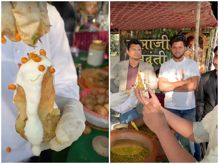 Challenge of eating Bahubali pani puri went viral see full video Watch: इस गोलगप्पे को खाने पर मिलेंगे 1100 रुपये कैश, बाहुबली पानी पूरी खाने का चैलेंज वायरल