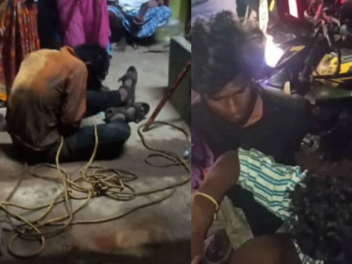 Auto theft happened Culprits thrashed by Civilians in Chengalpattu For harming people and theft Crime | ஆட்டோவை திருடிக்கொண்டு போனதை தடுத்ததால் அரிவாள் வெட்டு.. கட்டிப்போட்டு போலீஸிடன் ஒப்படைத்த ஊர்மக்கள்..