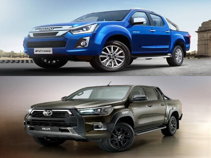 Toyota Hilux vs Isuzu V-Cross, Toyota Hilux review and features, hilux features is better thant v-cross but in terms of price v-cross is cheaper than hilux Toyota Hilux vs Isuzu V-Cross : लेटेस्ट फीचर्स और लुक में हिलक्स आगे, तो कीमत के लिहाज से वी-क्रॉस बेस्ट पिकअप