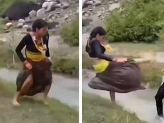 Watch: दोस्त संग मस्ती करने के लिए आगे बढ़ी लड़की, लेकिन हुआ ऐसा कि खुद ही लगा झटका