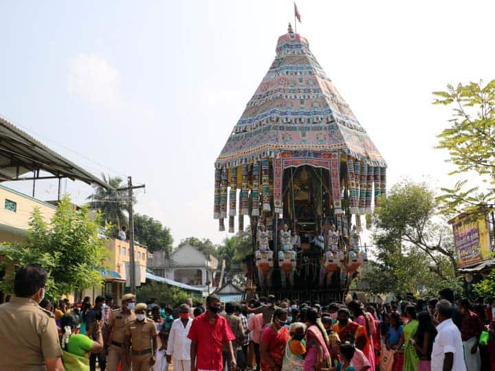 Thaipusam procession at Tirucherai Saranathaperumal temple திருச்சேறை சாரநாதப்பெருமாள் கோயிலில் தைப்பூச தேரோட்டம்
