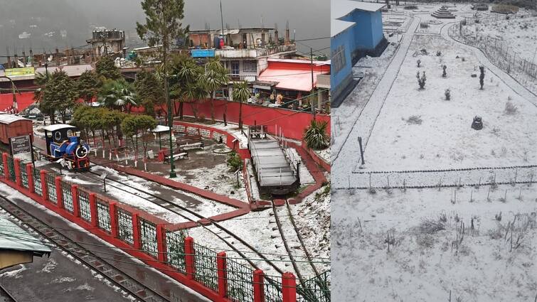 Darjeeling hills Mild snowfall & rain at Jorbunglow Ghum and other parts weather update Darjeeling Snowfall : সাদা তুলোর চাদরে ঢাকল দার্জিলিং, দমকা বৃষ্টির সঙ্গে তুষারপাত