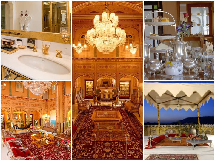 Raj Palace Inside Photos: राजस्थान दुनियाभर में अपनी मेहमानवाजी और खातिरदारी के लिए मशहूर है. यहां के रॉयल डेस्टिनेश हर किसी को आकर्षिक करते हैं. राजस्थान में दुनियाभर के सबसे महंगे होटल मौजूद हैं. ऐसे ही एक होलत की खासियत और इनसाइड फोटोज आज हम आपके लिए लेकर आए हैं.