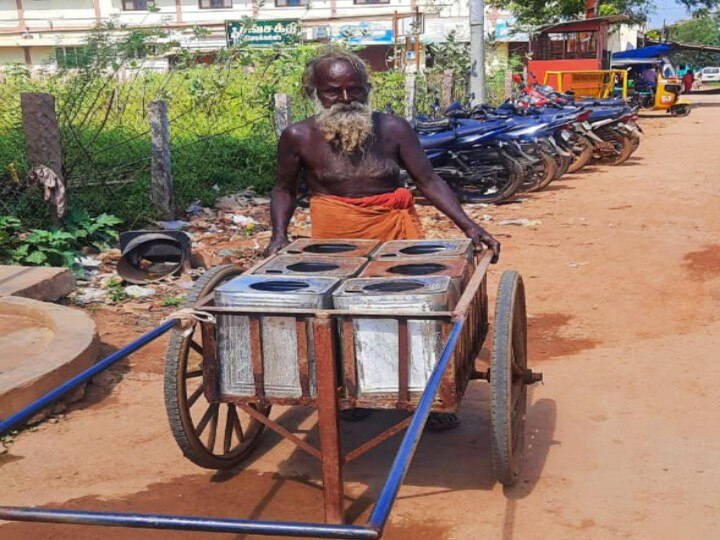 sivagangai | தண்ணீர் வண்டி இழுத்து ஜீவ ராசிகளுக்கு உணவளிக்கும் ஜீவ நதி... யார் இந்த காளிமுத்து?