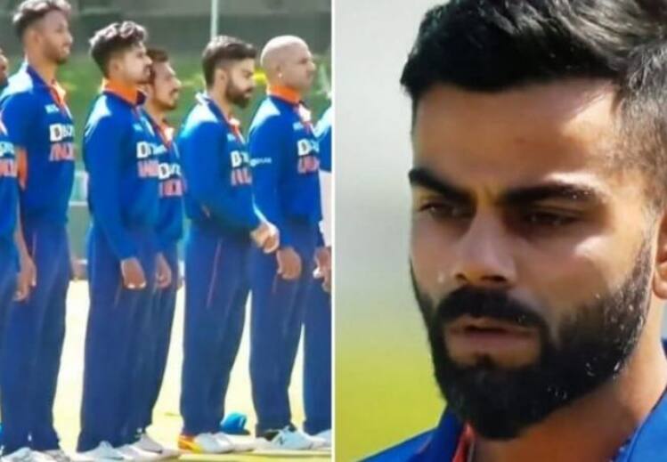 Watch Video: Virat kohli caught in camera for chewing gum during national anthem before  3rd ODI against south africa Watch Video: ”பொறுப்பே இல்ல...” தேசிய கீதத்தின்போது பபுள்கம் மென்ற கோலி.. ட்ரோல் செய்யும் நெட்டிசன்கள்