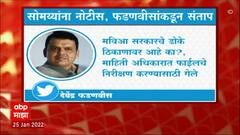 Kirit Somaiya : किरीट सोमय्यांना पाठवलेल्या नोटिशीवर Devendra Fadnavis यांचा संताप ABP Majha