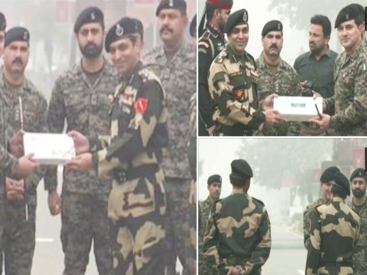Border Security Force and Pakistan Army exchange sweets and greetings at Attari-Wagah border on India's 73rd Republic Day Republic Day: Attari-Wagah Border 'ਤੇ ਗਣਤੰਤਰ ਦਿਵਸ, BSF-ਪਾਕਿ ਰੇਂਜਰਾਂ ਨੇ ਇੱਕ-ਦੂਜੇ ਨੂੰ ਵੰਡੀਆਂ ਮਠਿਆਈਆਂ, ਵੇਖੋ ਵੀਡੀਓ