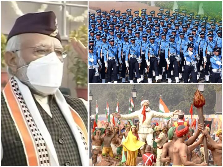 Republic Day 2022:   iconic parade at Delhi's Rajpath showcasing its military prowess and cultural pageantry Republic Day 2022: राजपथ बना 'शक्तिपथ', जमीन से आसमान तक दिखी भारत के सैन्य और संस्कृति की झलक