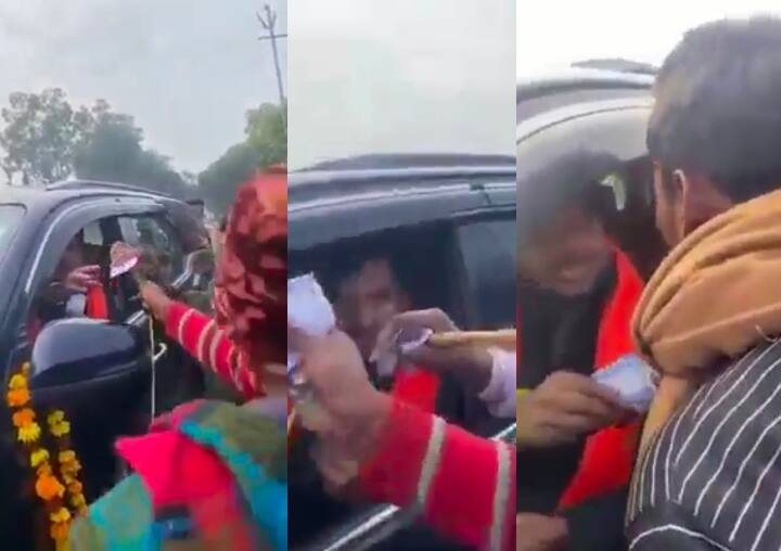 Bulandshahr BJP candidate Anil Sharma's son accused of distributing money ann UP Election: बुलंदशहर से बीजेपी उम्मीदवार अनिल शर्मा के बेटे का पैसे बांटते वीडियो वायरल, प्रशासन ने उठाया ये कदम