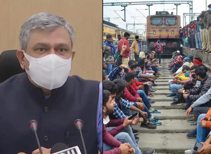 Railway Minister urges students not to take law in their hands RRB-NTPC Results: બિહારથી લઇ UP સુધી વિદ્યાર્થીઓનું પ્રદર્શન, રેલવે મંત્રીએ કહ્યુ- તમારી ફરિયાદોને ગંભીરતાથી જોઇશું