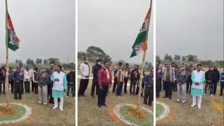 National anthem with party flag instead of national flag, anupam hazra post video of tmc leaders Anupam Hazra: দলীয় পতাকা নিয়ে জাতীয় সঙ্গীত, তৃণমূল নেতাদের ভিডিও পোস্ট অনুপমের