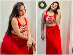 Monalisa Photo: रेड क्रॉप टॉप और स्कर्ट में मोनालिसा का दिखा दिलकश अंदाज, कातिलाना मुस्कान देख दिल हार बैठे फैंस