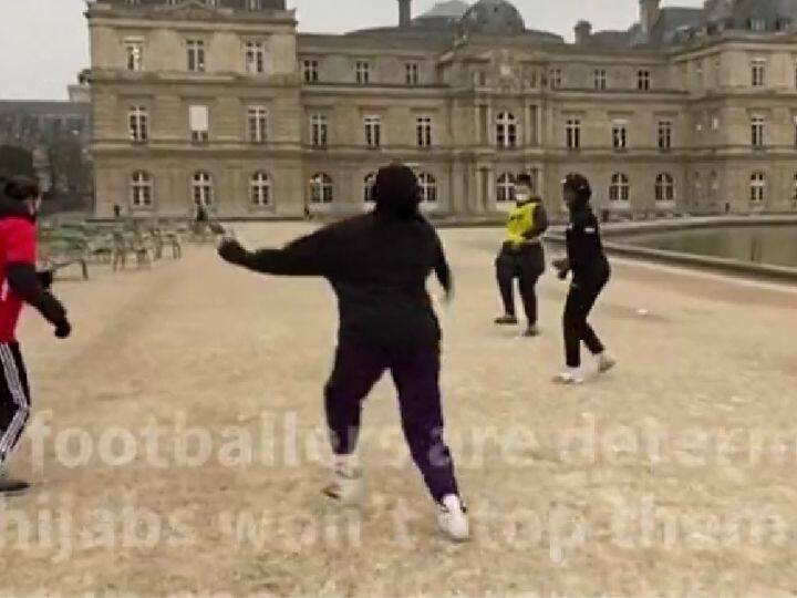 WATCH | Hijabi Footballers Play Game Behind Senate To Protest Ban On Head Covering During Games WATCH | Hijabi Footballers Play Game Behind Senate To Protest Ban On Head Covering During Games