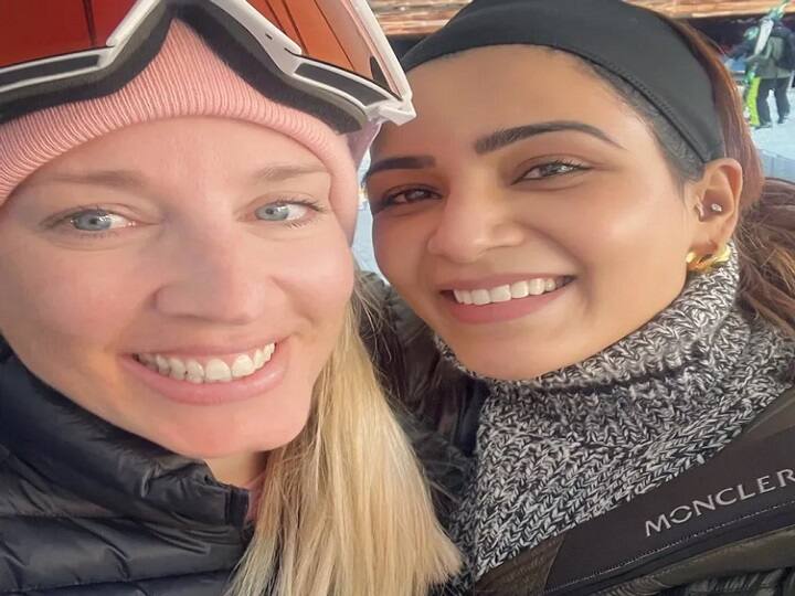 Actress Samantha Ruth Prabhu shares a photo of her skiing trainer from Switzerland on Instagram Samantha | 100 முறை கீழே விழுந்தாலும், ஒவ்வொரு முறையும் எழுந்தேன்..மோட்டிவேஷன் வீடியோ வெளியிட்ட சமந்தா..