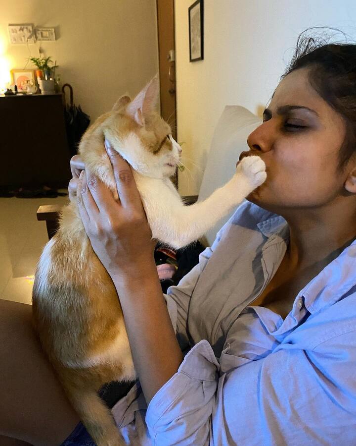 त्याचसोबत तिने मांजरासोबतच फोटो शेअर केलाय. (all photo credit:saietamhankar/ig)