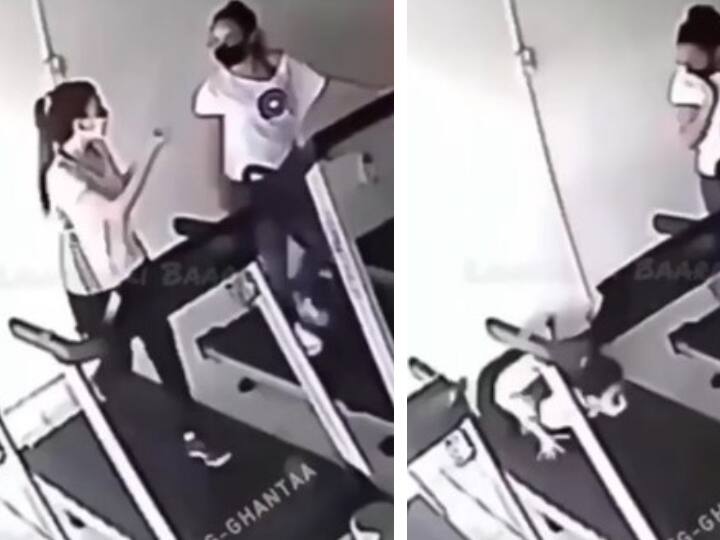 Watch this Funny video girl fall from Treadmill during Exercise, video getting viral Watch: ट्रेडमिल पर भी सहेली के साथ नहीं रुक रही थी गॉसिप, बात करते-करते हुआ ये...