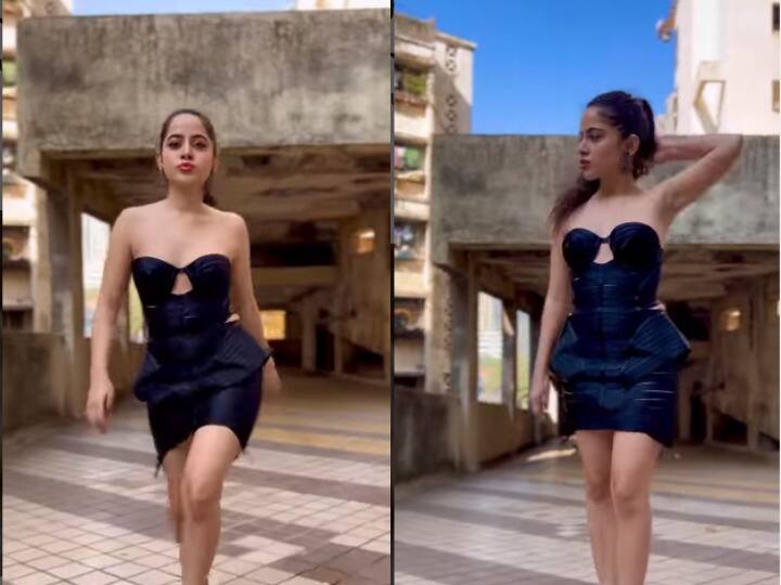 urfi javed shares latest look in tube dress watch viral video Watch: Urfi Javed ने Tube dress- Tight Ponytail में किया Under Construction जैसी जगह पर Ramp Walk, फैंस की रुकी सांसें