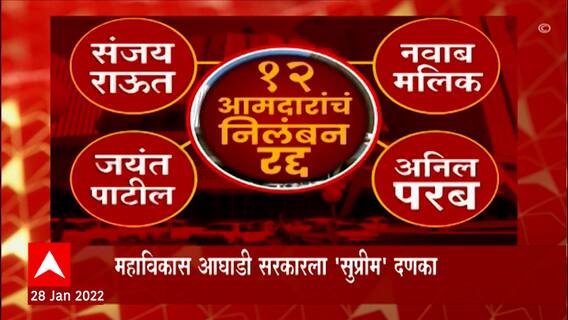 Maharashtra 12 MLA: अधिकाराच्या मुद्दयावरुन संघर्ष होणार, महाविकास आघाडी सरकारला 'सुप्रीम' दणका ABP Majha