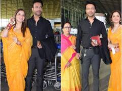 Ankita Lokhande Rocks The Airport Look In A Sari, See PICS With Her Hubby And Saasu Mom