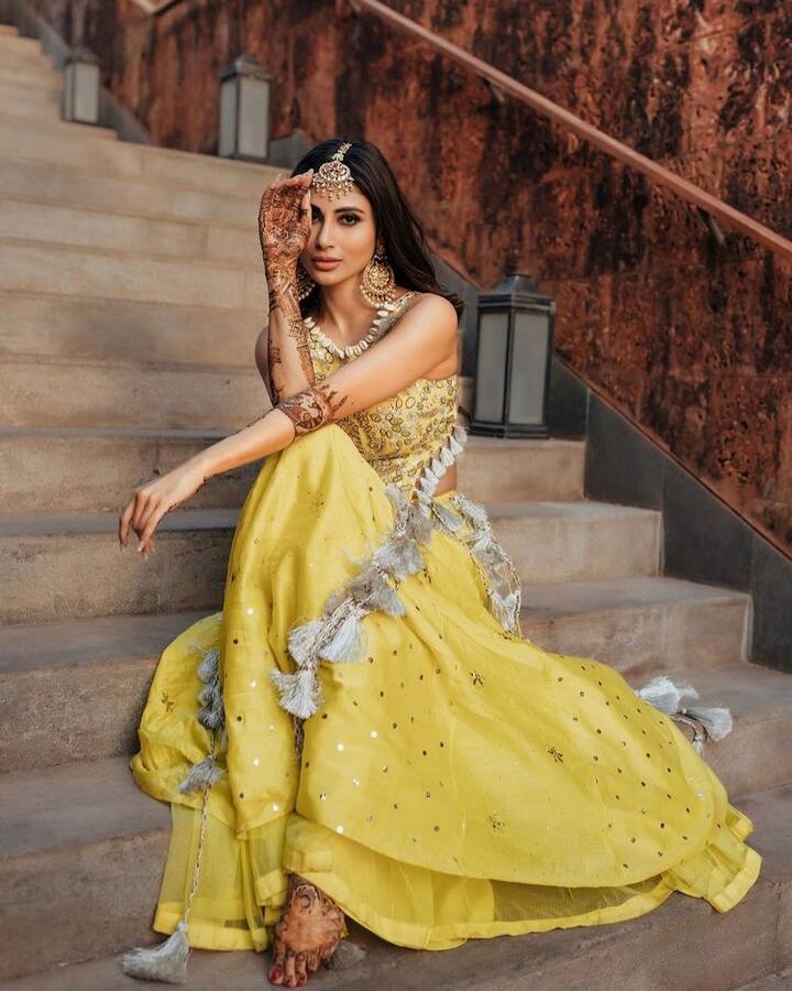 ఎంతో గ్రాండ్ గా కనిపిస్తోన్న ఈ కాస్ట్యూమ్స్ కోసం మౌనిరాయ్ బాగానే ఖర్చు చేసింది. (Photo Courtesy: Instagram)