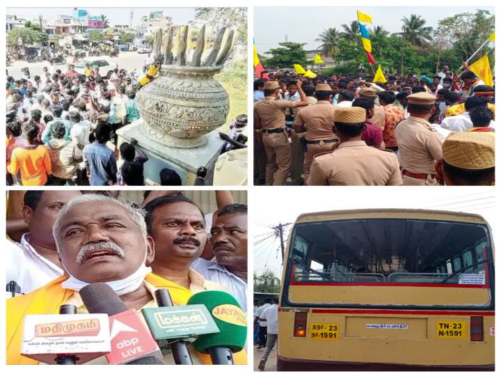 Vanniyar Sangam state president warns the government that the protest will be different if the officials who removed the minister's instigation in Naidu Mangalam do not put the urn inside the fire within a week. எ.வ.வேலு தேன் கூட்டில் கை வைத்துவிட்டார்; நாங்கள் தேனீக்களாய் மாறி கொட்டுவோம் - வன்னியர் சங்கத் தலைவர் பு.தா.அருள்மொழி பேச்சு
