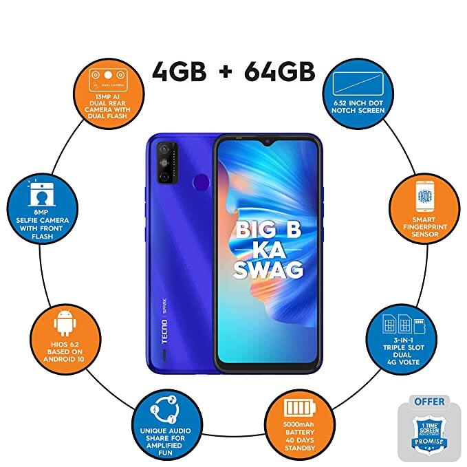 Tecno Spark 6 Go: इस स्मार्टफोन में 4जीबी की रैम के साथ 64जीबी की इंटनरल मैमोरी दी गई है. फोटोग्राफी के लिए इसमें डुअल रियर कैमरा सेटअप दिया गया है. फोन को पावर देने के लिए 5000mAh की बैटरी दी गई है. इसकी डिसप्ले 6.52 इंच की है. फ्लिपकार्ट पर इसकी कीमत 9749 रुपये है.