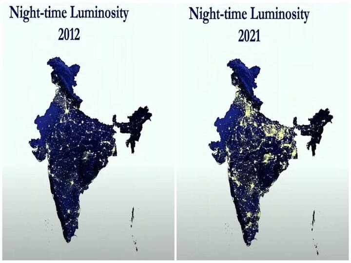 In Economic Survey 2021 22 Chief Economic Advisor V Anantha Nageswaran shows presantion how india changed in last 10 years like Night time Luminosity in India Night-time Luminosity in India : मागील 10 वर्षांत कसा उजळला भारत, इकोनॉमिक सर्व्हेमध्ये सॅटलाईटद्वारे साफ दिसत आहेत बदल