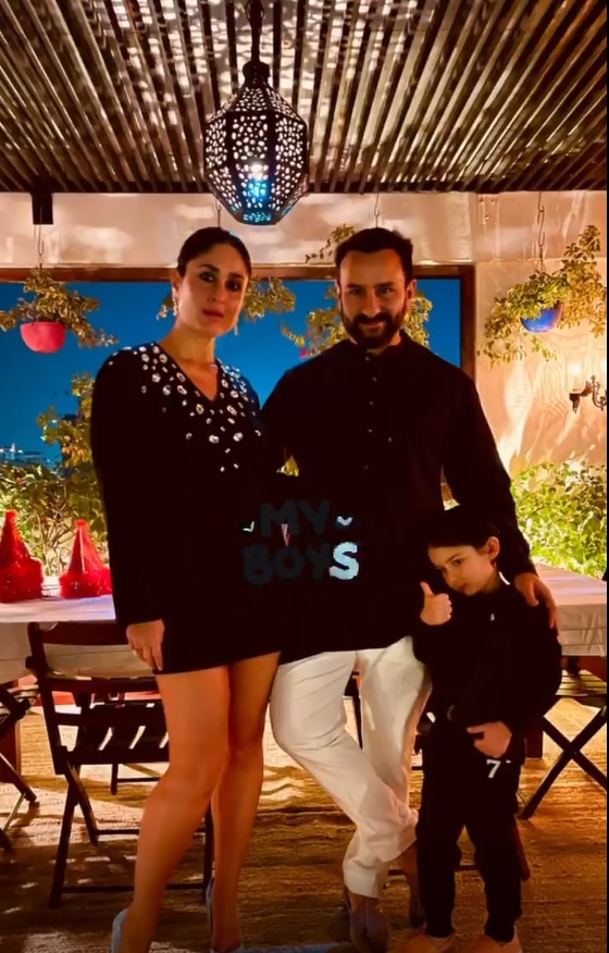 Kareena Kapoor Khan Parties With Her Boys Saif and Taimur in Style, See PIC