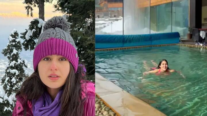 બોલિવૂડ એક્ટ્રેસ સારા અલી ખાન અત્યારે  ભાઈ ઈબ્રાહિમ ખાન અને મિત્રો સાથે કાશ્મીરમાં વેકેશન માણી રહી છે. સારાએ સોશિયલ મીડિયામાં કાશ્મીર વેકેશનની ઘણી તસવીરો શૅર કરી હતી. આ તસવીરોમાં ગુલમર્ગની સુંદરતા જોઈ શકાય છે. સારાએ માઇનસ 2 ડિગ્રીમાં સ્વિમિંગ પણ કર્યું હતું.