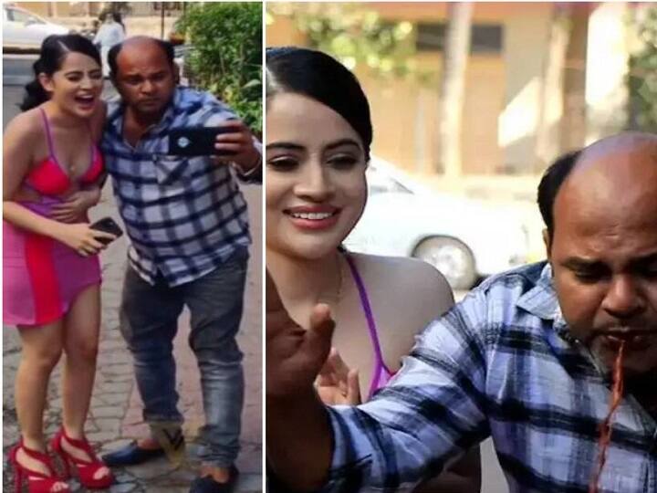 Man spits on road while trying to take selfie with Urfi Javed Urfi Javed fan Selfie Video: அடேங்கப்பா முடியல... பான்பராக் வாயோடு செல்ஃபி எடுத்த ரசிகர்.. விழுந்து விழுந்து சிரித்த நடிகை..!