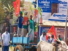 Urban local boby election: கரும்புடன் மாட்டுவண்டியில் வந்த நாம் தமிழர் வேட்பாளர்கள்