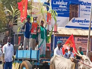 Urban local boby election: கரும்புடன் மாட்டுவண்டியில் வந்த நாம் தமிழர் வேட்பாளர்கள்