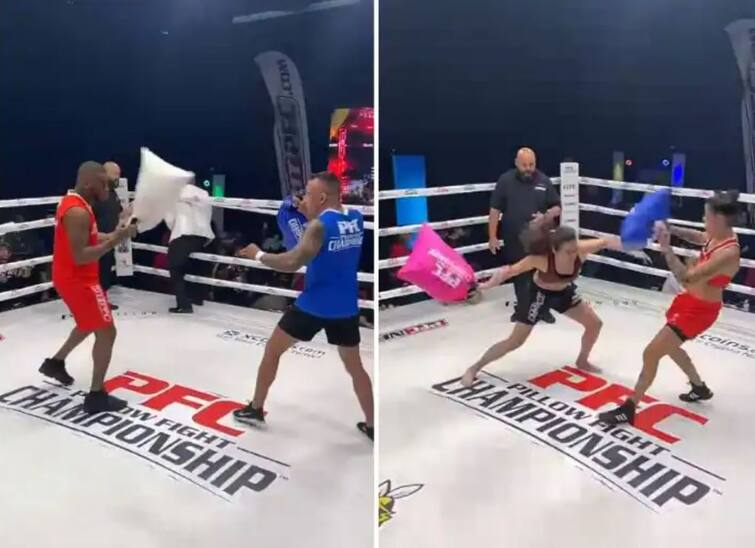Pillow Fighting Game Becomes Professional Sport, First Ever Champion Crowned, Twitter Reacts Pillow Fight Game:  પિલો ફાઇટ બની પ્રોફેશનલ સ્પોર્ટ, પ્રથમ ચેમ્પિયનશિપ યોજાઈ