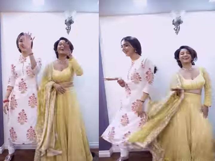 Tejasswi Prakash Dance with adaa Khan on the set of naagin 6, video goes viral Tejasswi Prakash Dance: पुरानी नागिन संग झूम कर नाचीं नई नागिन, खूब पसंद आएगी तेजस्वी और अदा खान की ये अदा